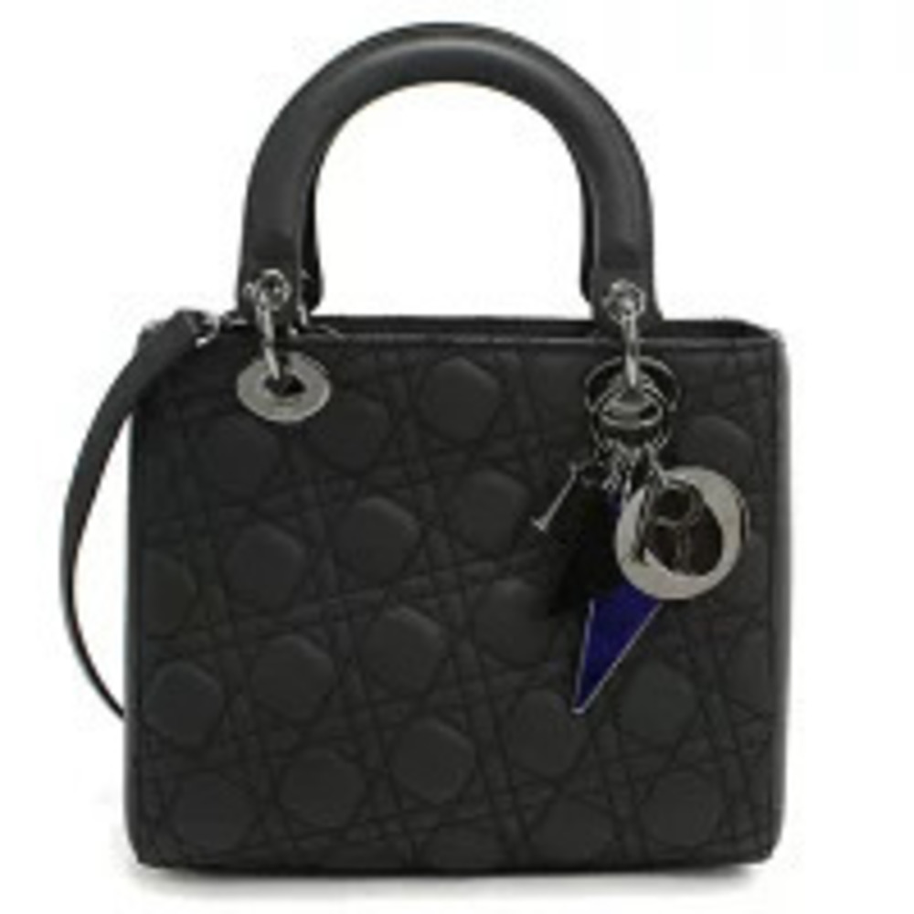 Christian Dior Black Cannage Quilted Lambskin Lady Dior Bag
